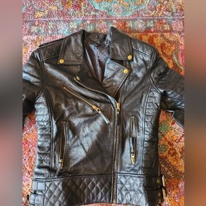 Moto style faux leather jacket